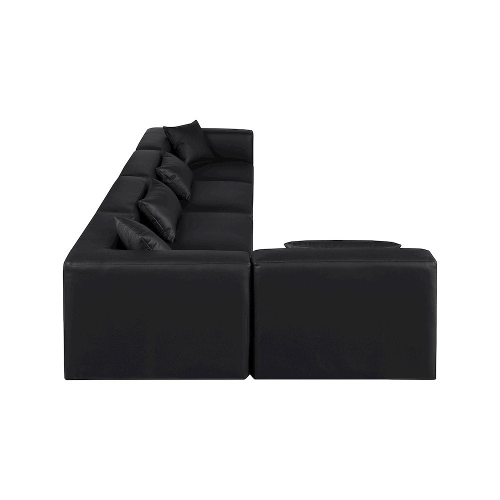 Cube Black Vegan Leather Modular Sectional