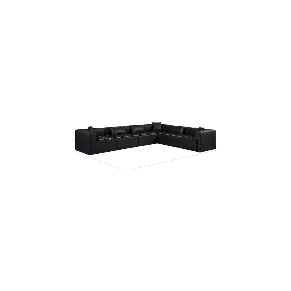 Cube Black Vegan Leather Modular Sectional