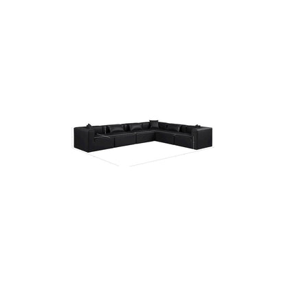 Cube Black Vegan Leather Modular Sectional