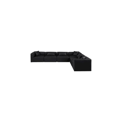 Cube Black Vegan Leather Modular Sectional
