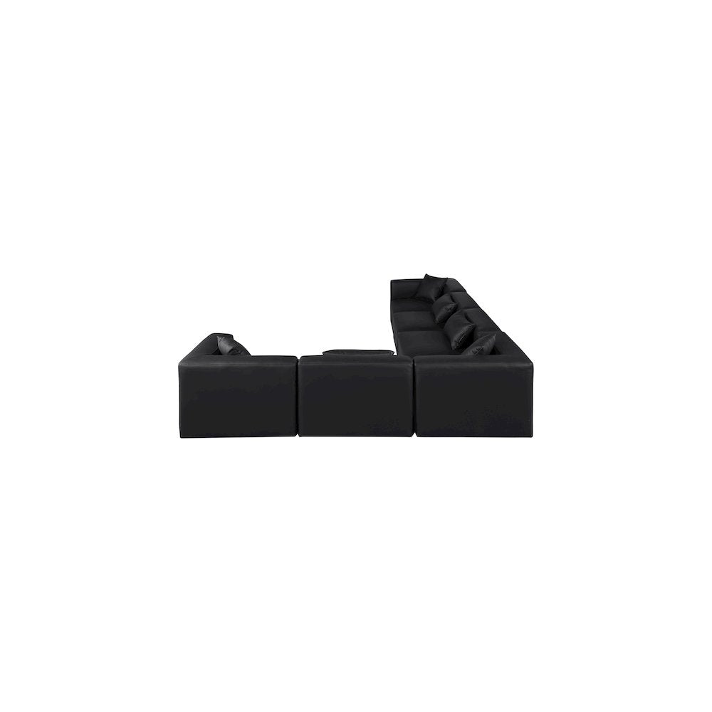 Cube Black Vegan Leather Modular Sectional