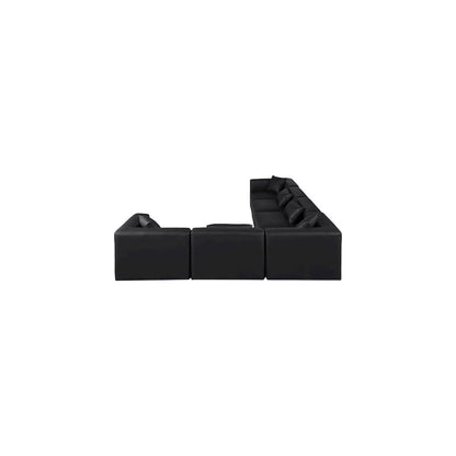 Cube Black Vegan Leather Modular Sectional
