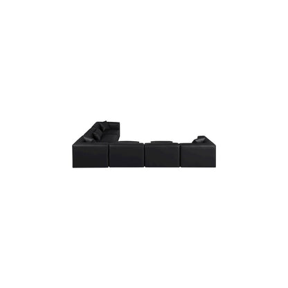 Cube Black Vegan Leather Modular Sectional