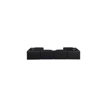 Cube Black Vegan Leather Modular Sectional