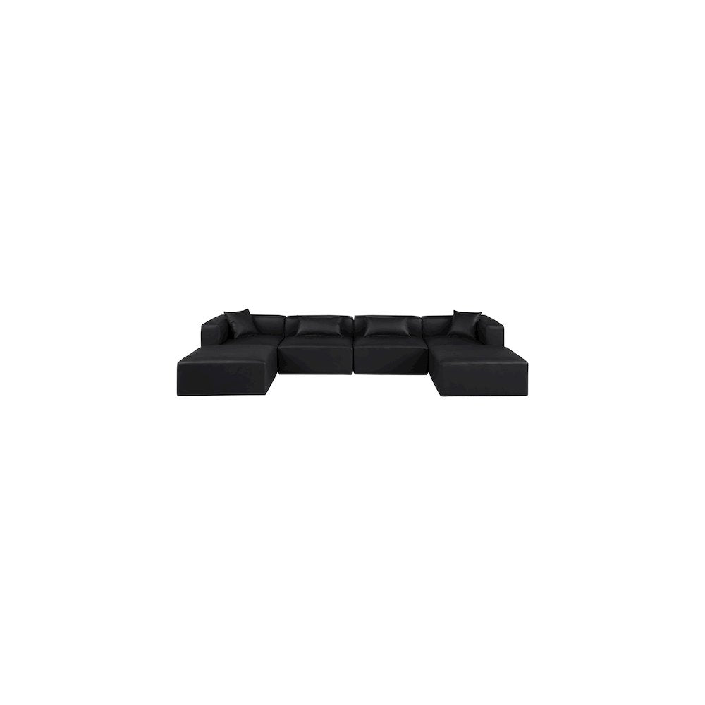Cube Black Vegan Leather Modular Sectional