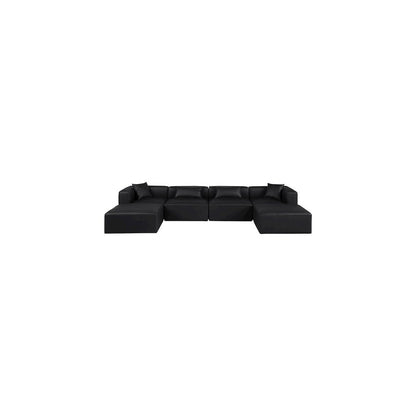 Cube Black Vegan Leather Modular Sectional