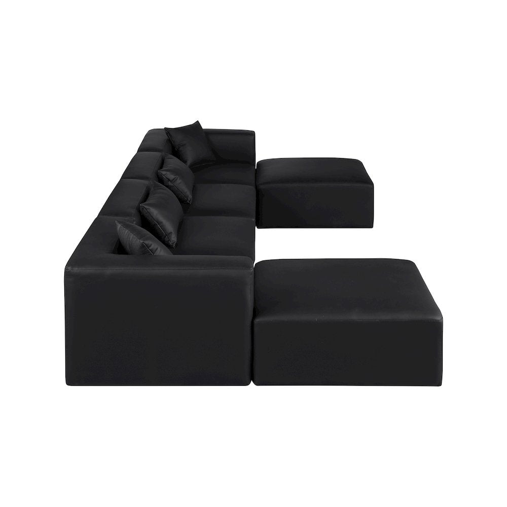 Cube Black Vegan Leather Modular Sectional