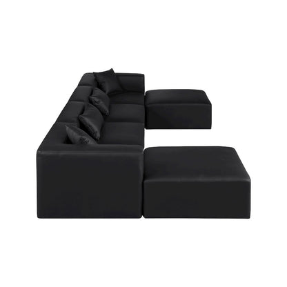 Cube Black Vegan Leather Modular Sectional