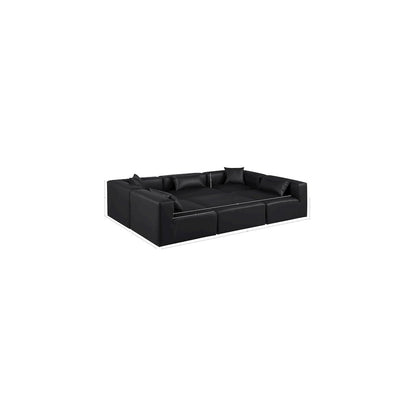 Cube Black Vegan Leather Modular Sectional