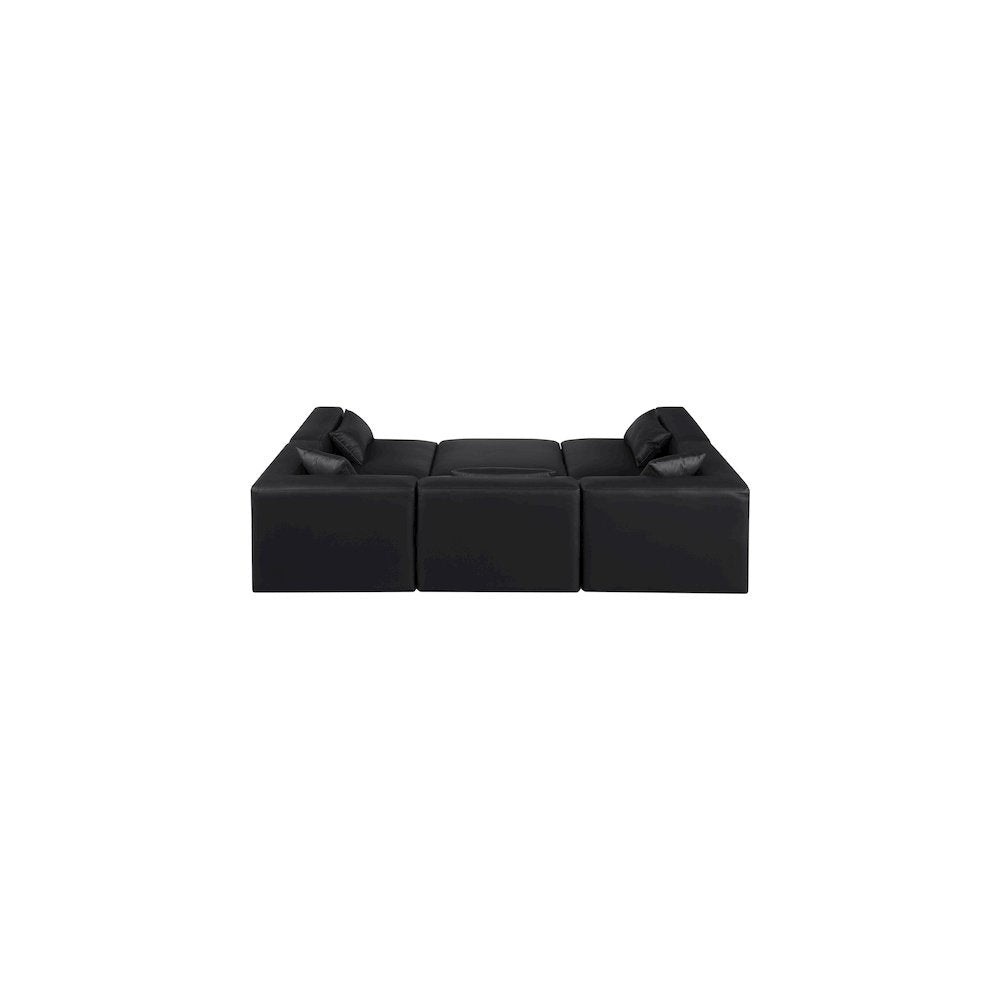 Cube Black Vegan Leather Modular Sectional