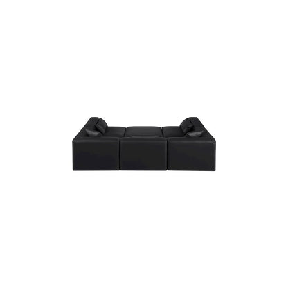 Cube Black Vegan Leather Modular Sectional