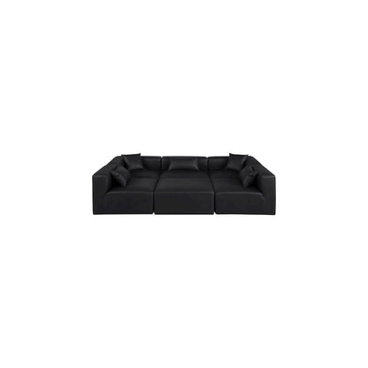 Cube Black Vegan Leather Modular Sectional