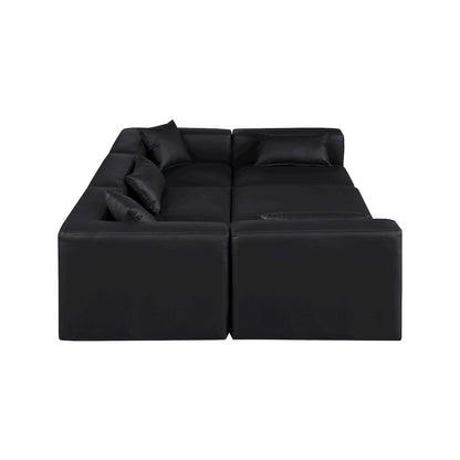 Cube Black Vegan Leather Modular Sectional