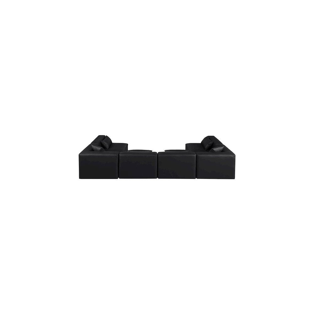 Cube Black Vegan Leather Modular Sectional
