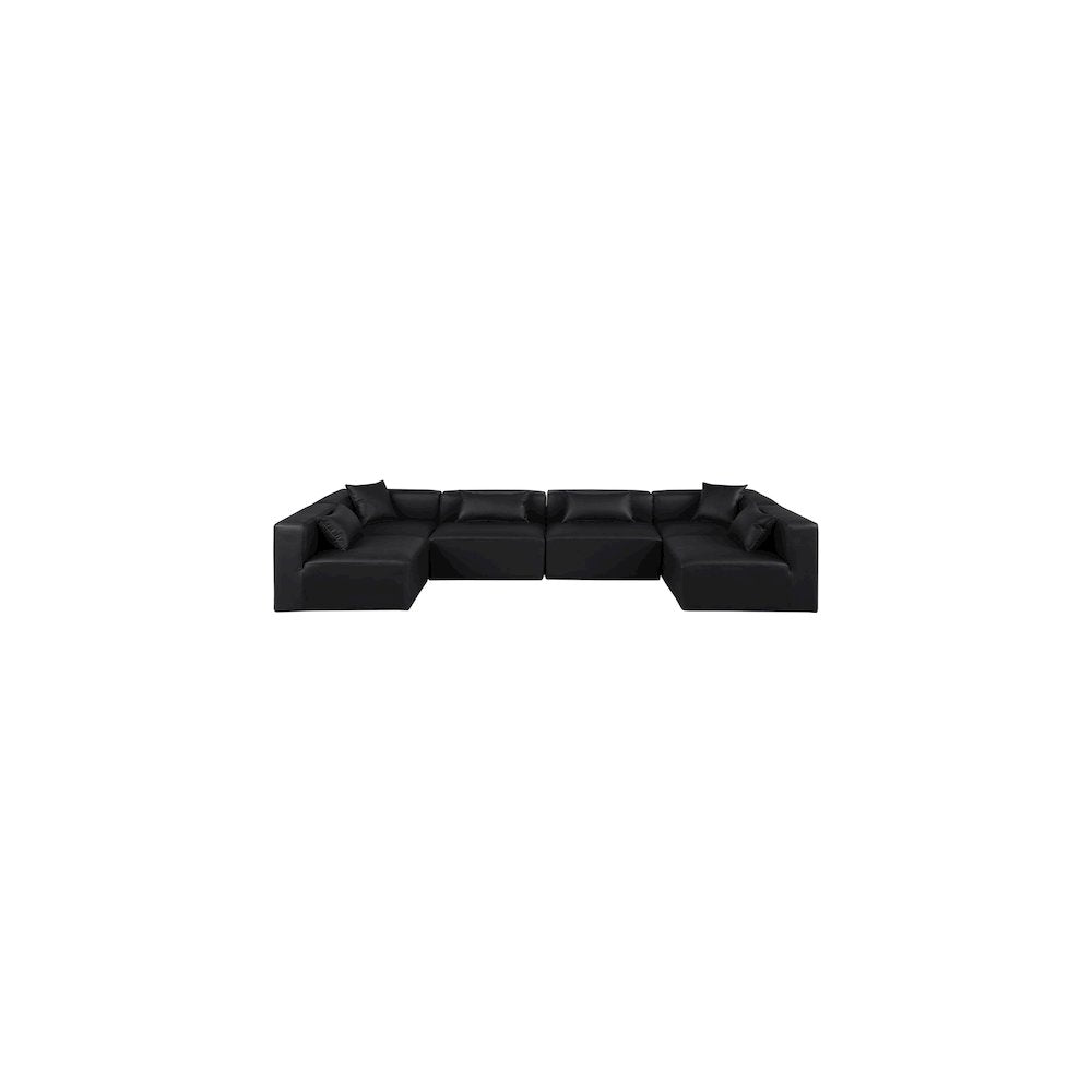 Cube Black Vegan Leather Modular Sectional