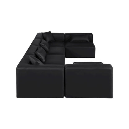Cube Black Vegan Leather Modular Sectional