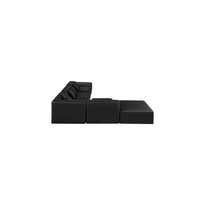Cube Black Vegan Leather Modular Sectional