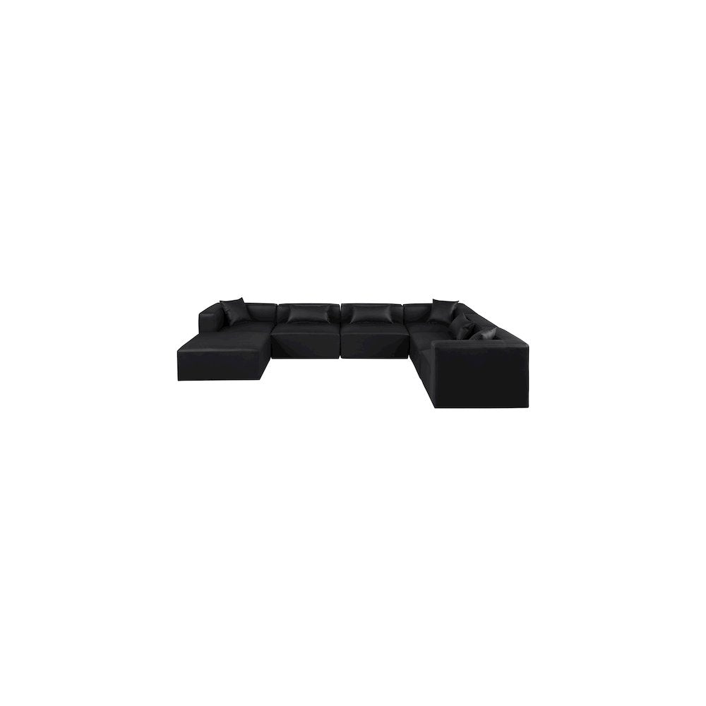 Cube Black Vegan Leather Modular Sectional