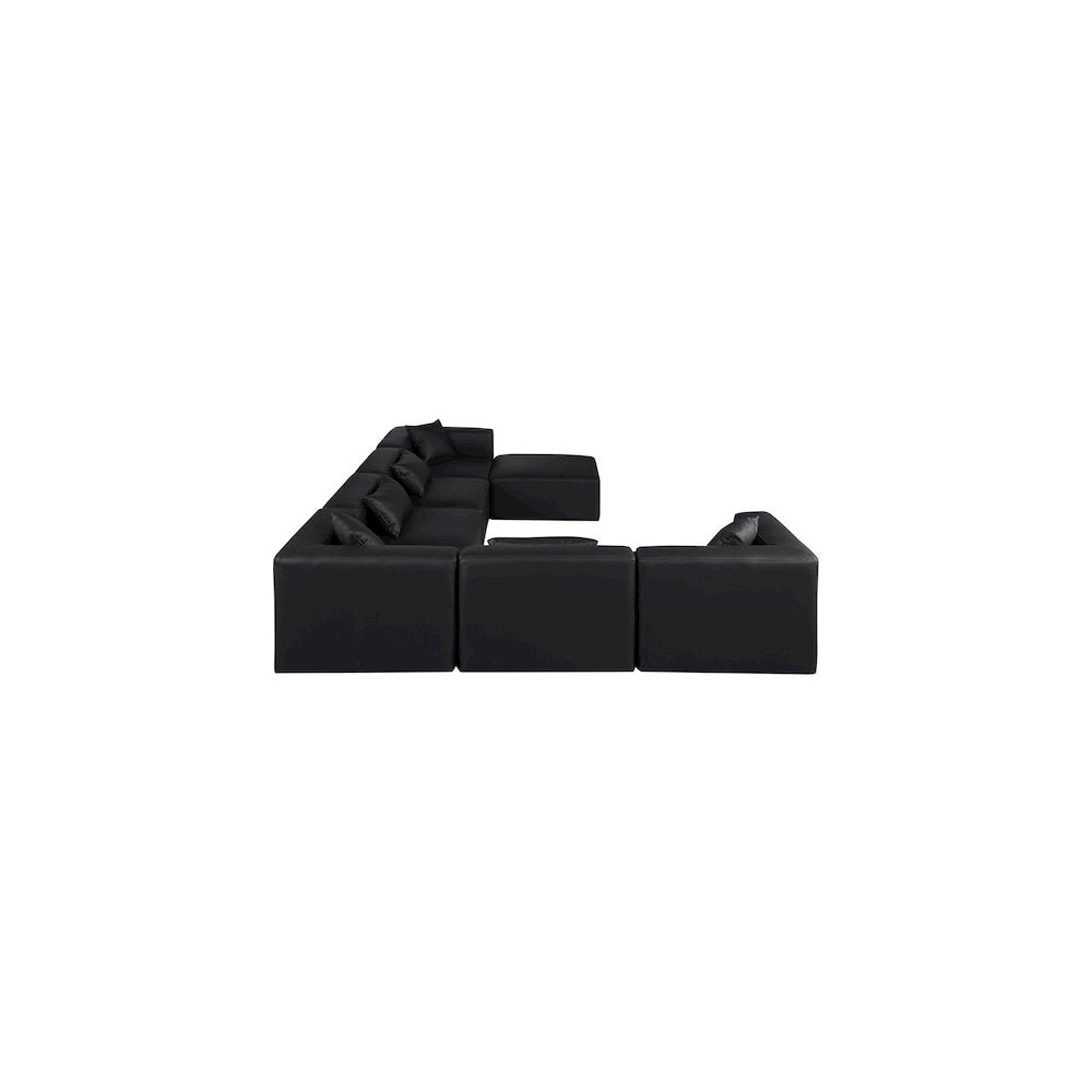 Cube Black Vegan Leather Modular Sectional