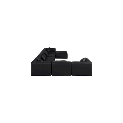 Cube Black Vegan Leather Modular Sectional