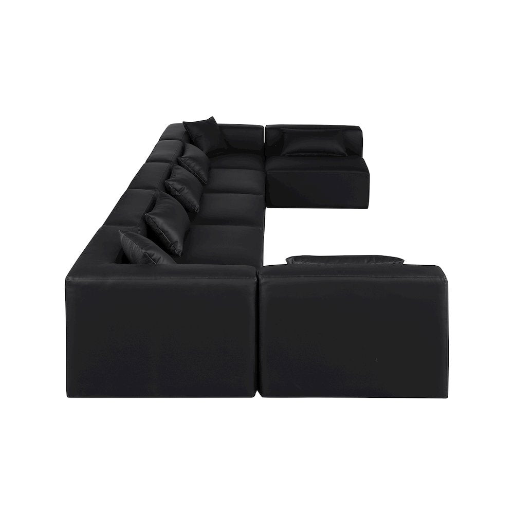 Cube Black Vegan Leather Modular Sectional