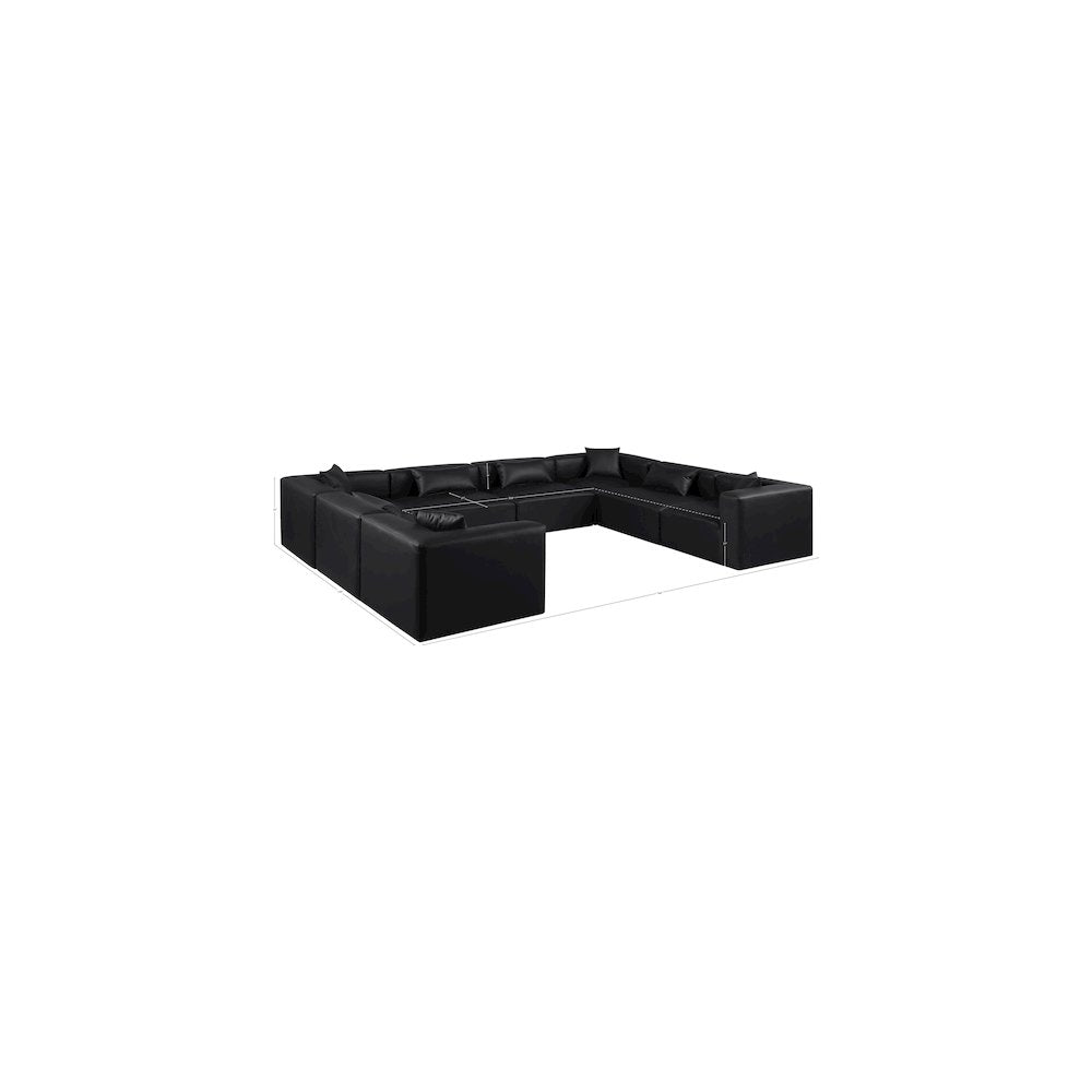 Cube Black Vegan Leather Modular Sectional