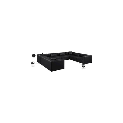 Cube Black Vegan Leather Modular Sectional