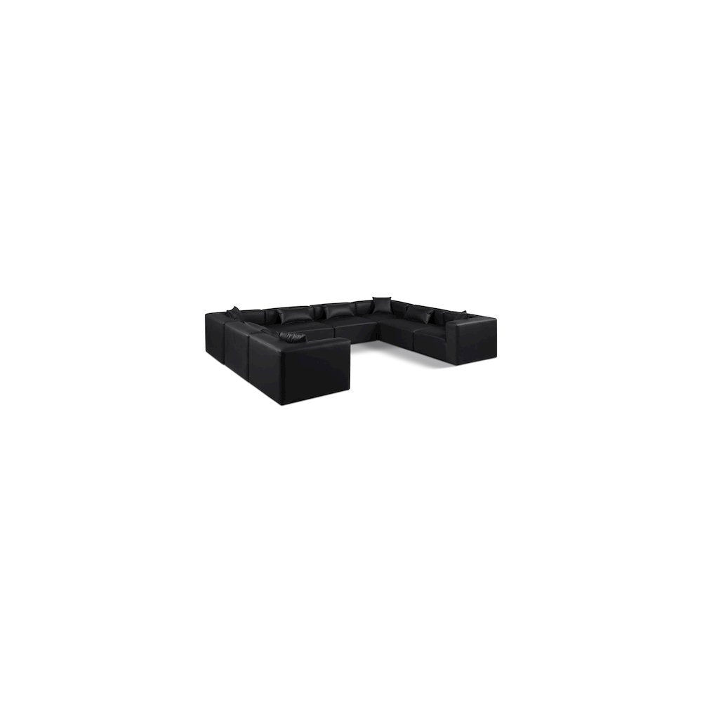Cube Black Vegan Leather Modular Sectional