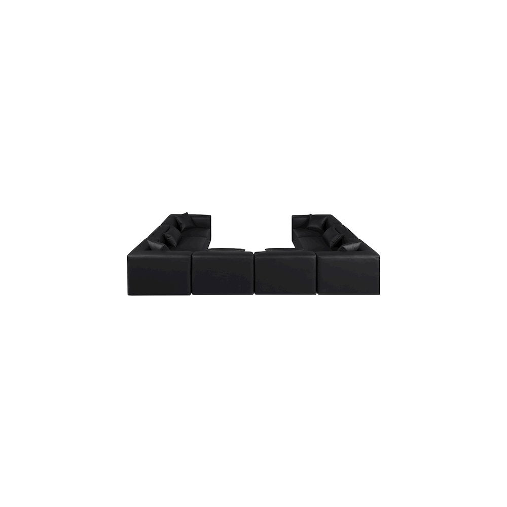 Cube Black Vegan Leather Modular Sectional