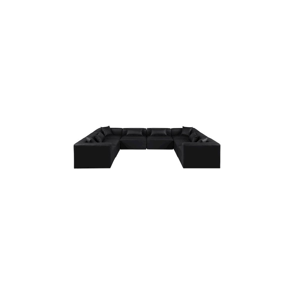 Cube Black Vegan Leather Modular Sectional