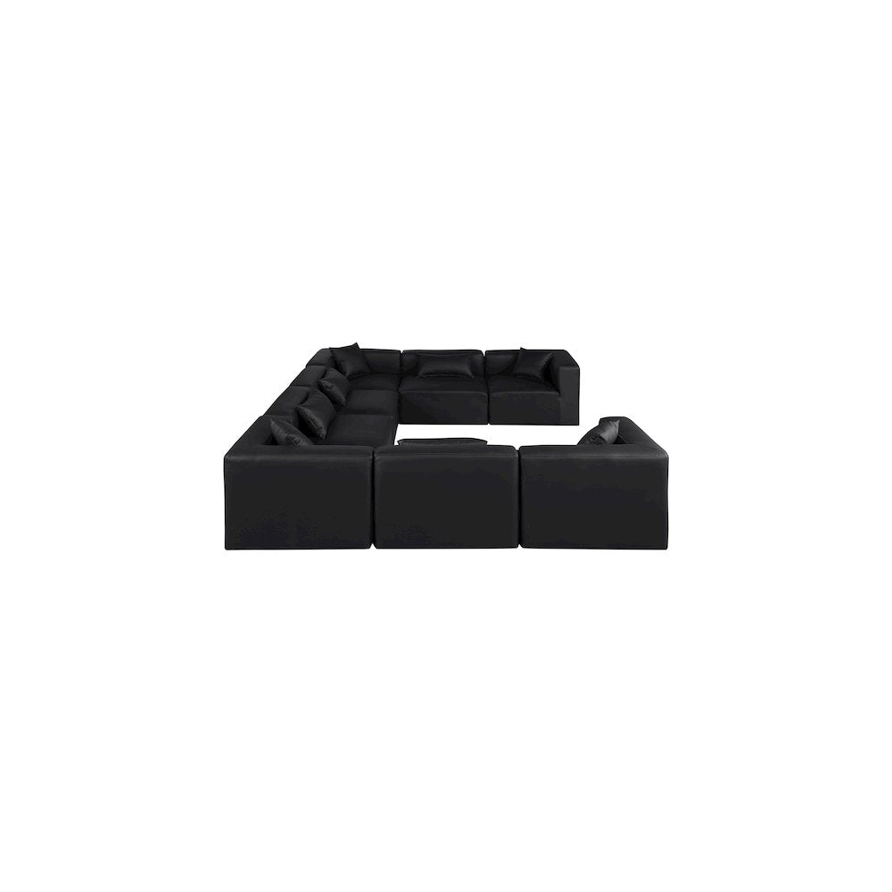 Cube Black Vegan Leather Modular Sectional