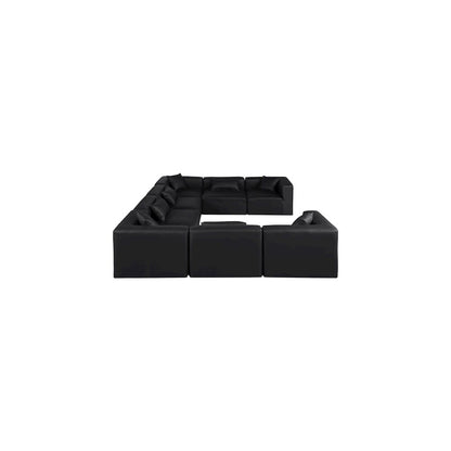 Cube Black Vegan Leather Modular Sectional