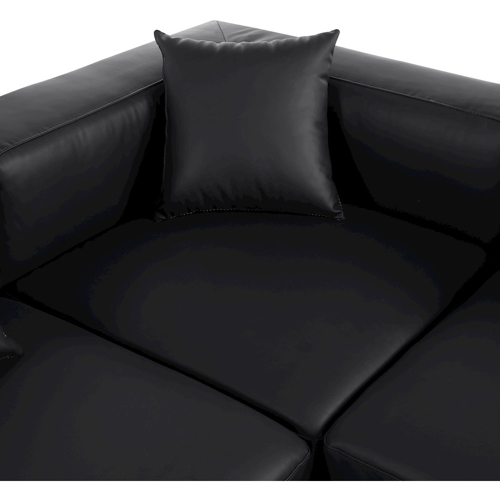 Cube Black Vegan Leather Modular Sectional
