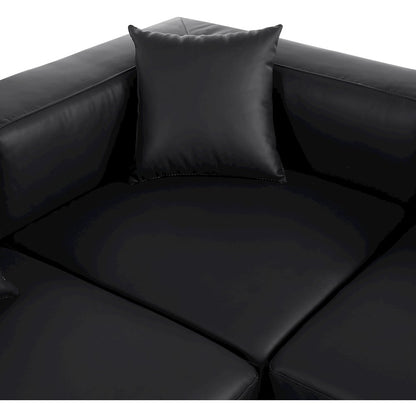 Cube Black Vegan Leather Modular Sectional