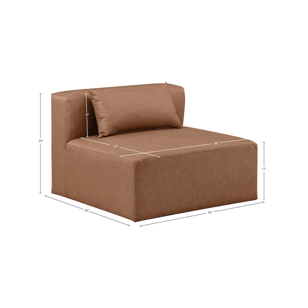 Cube Brown Vegan Leather Armless Chair