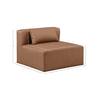 Cube Brown Vegan Leather Armless Chair