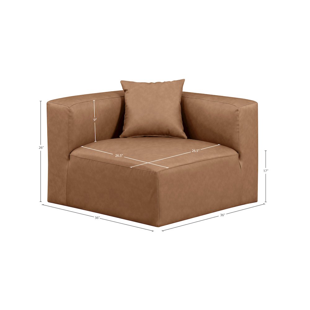 Cube Brown Vegan Leather Corner Chair