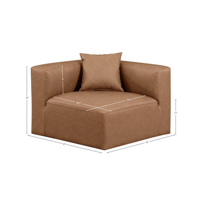 Cube Brown Vegan Leather Corner Chair