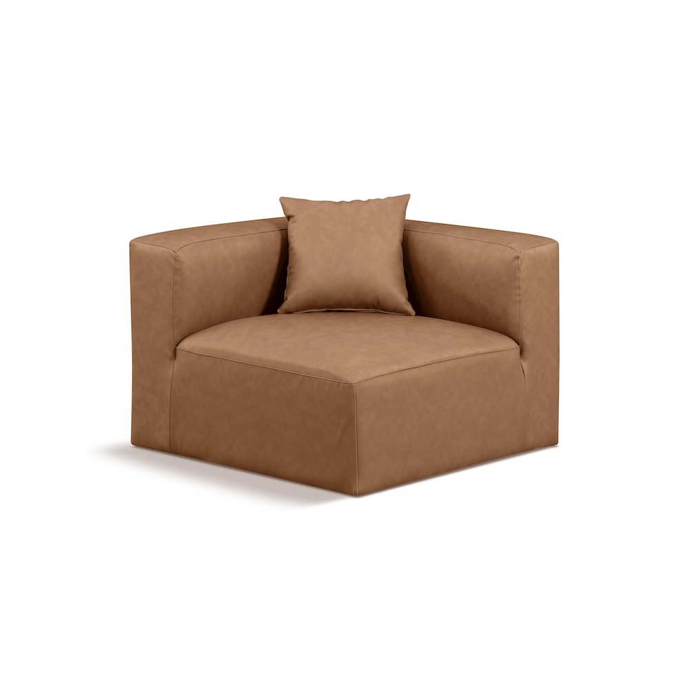 Cube Brown Vegan Leather Corner Chair