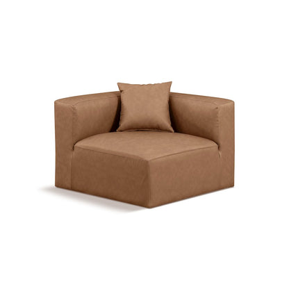 Cube Brown Vegan Leather Corner Chair