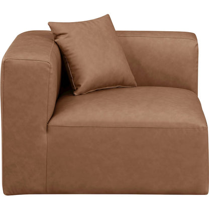 Cube Brown Vegan Leather Corner Chair