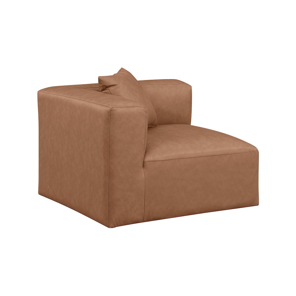 Cube Brown Vegan Leather Corner Chair