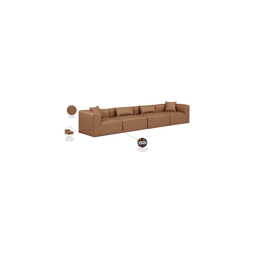Cube Brown Vegan Leather Modular Sofa
