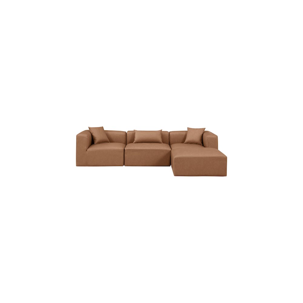 Cube Brown Vegan Leather Modular Sectional