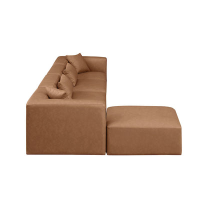 Cube Brown Vegan Leather Modular Sectional