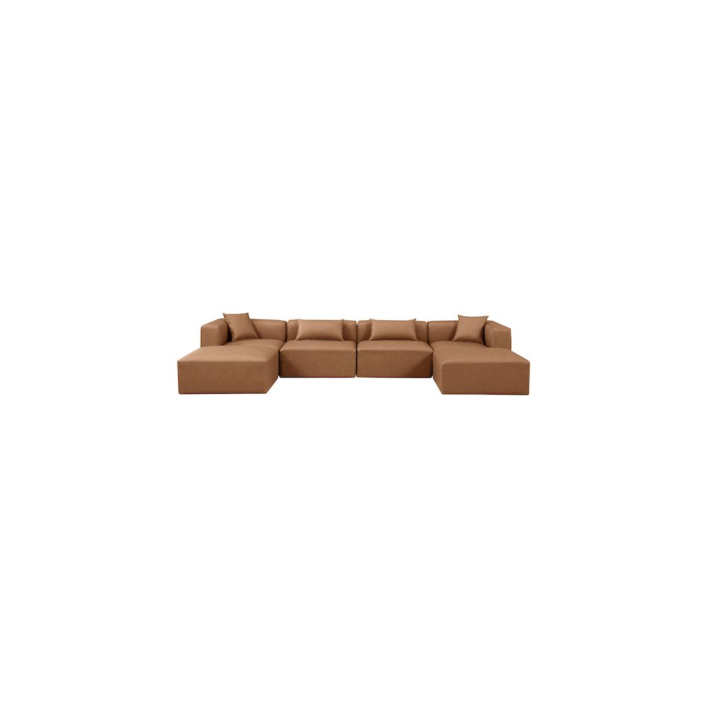 Cube Brown Vegan Leather Modular Sectional