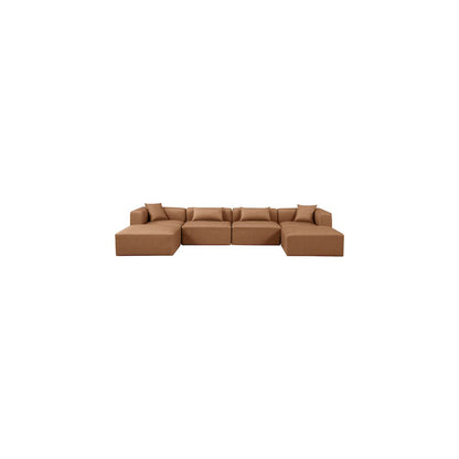 Cube Brown Vegan Leather Modular Sectional