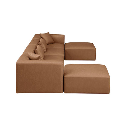 Cube Brown Vegan Leather Modular Sectional