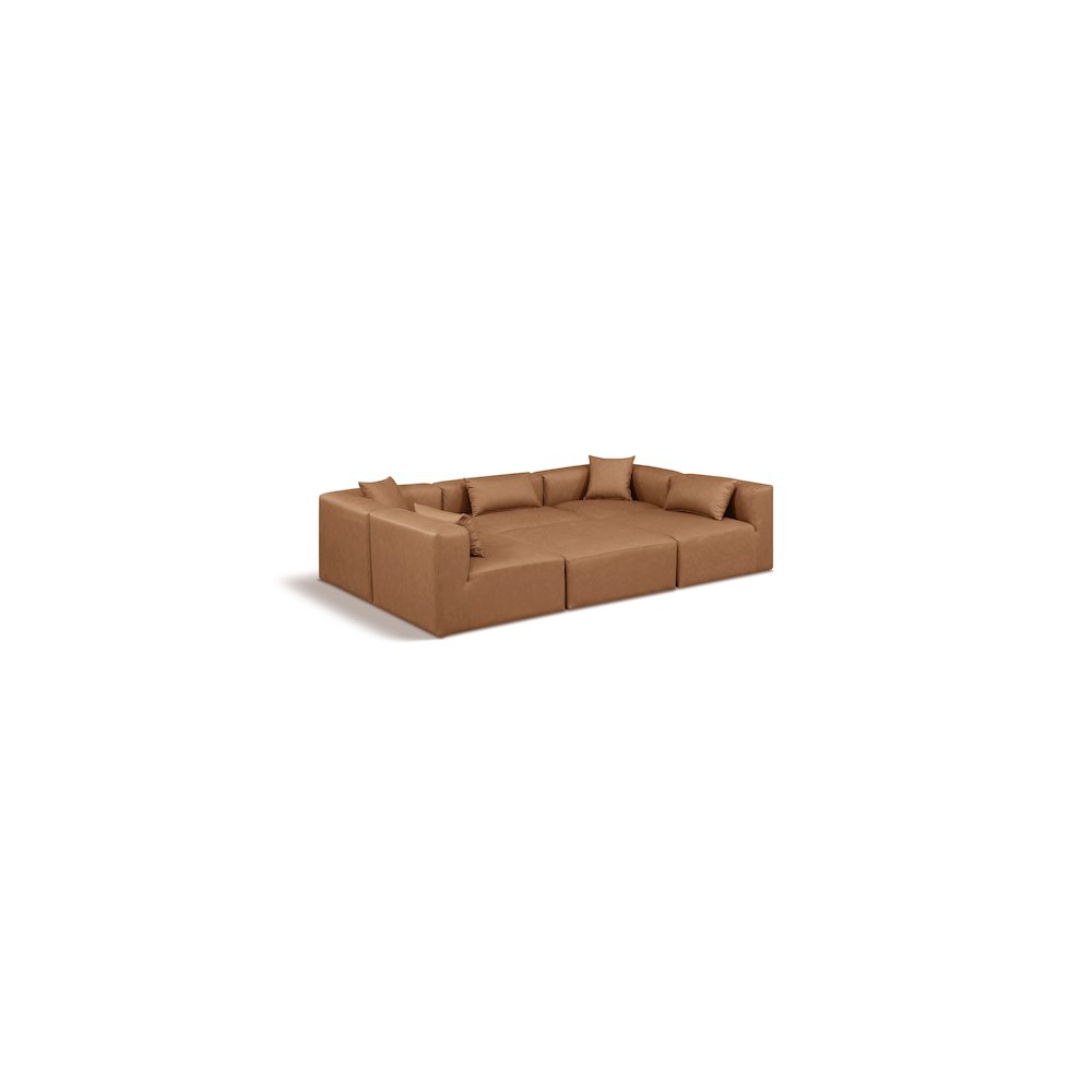 Cube Brown Vegan Leather Modular Sectional