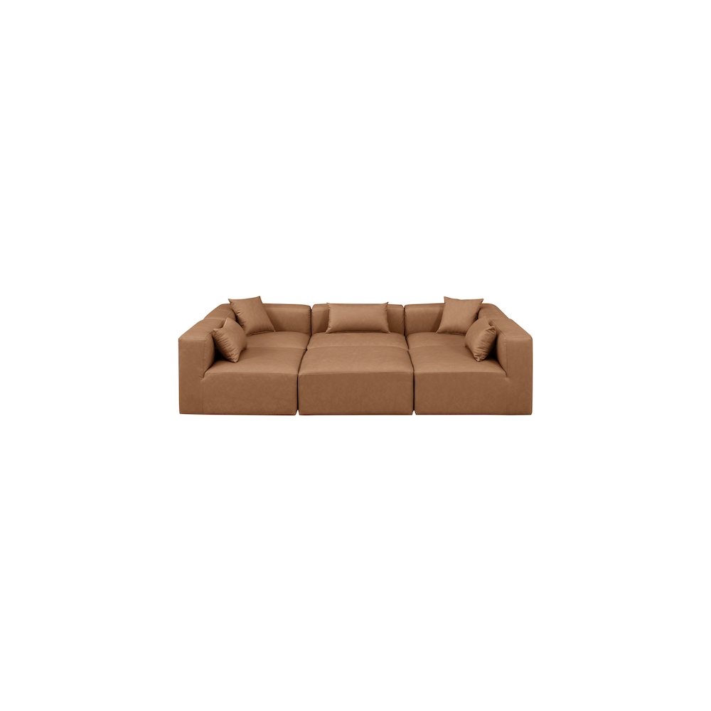 Cube Brown Vegan Leather Modular Sectional